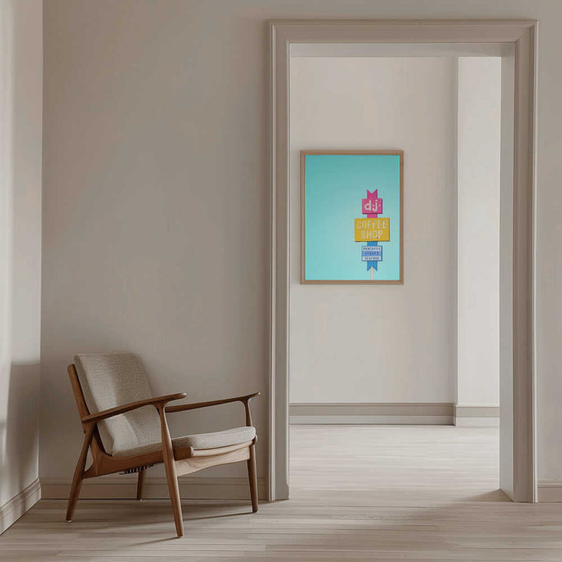 DJ Coffeeshop Sign - Stretched Canvas, Poster or Fine Art Print I Heart Wall Art