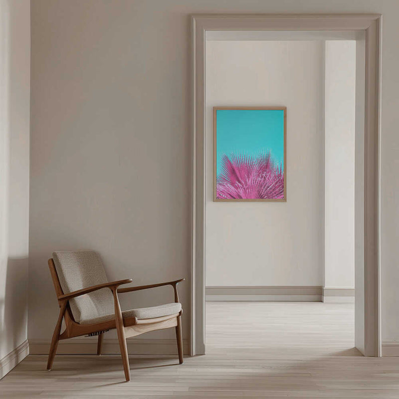 Electric Pink Palm Fronds - Stretched Canvas, Poster or Fine Art Print I Heart Wall Art