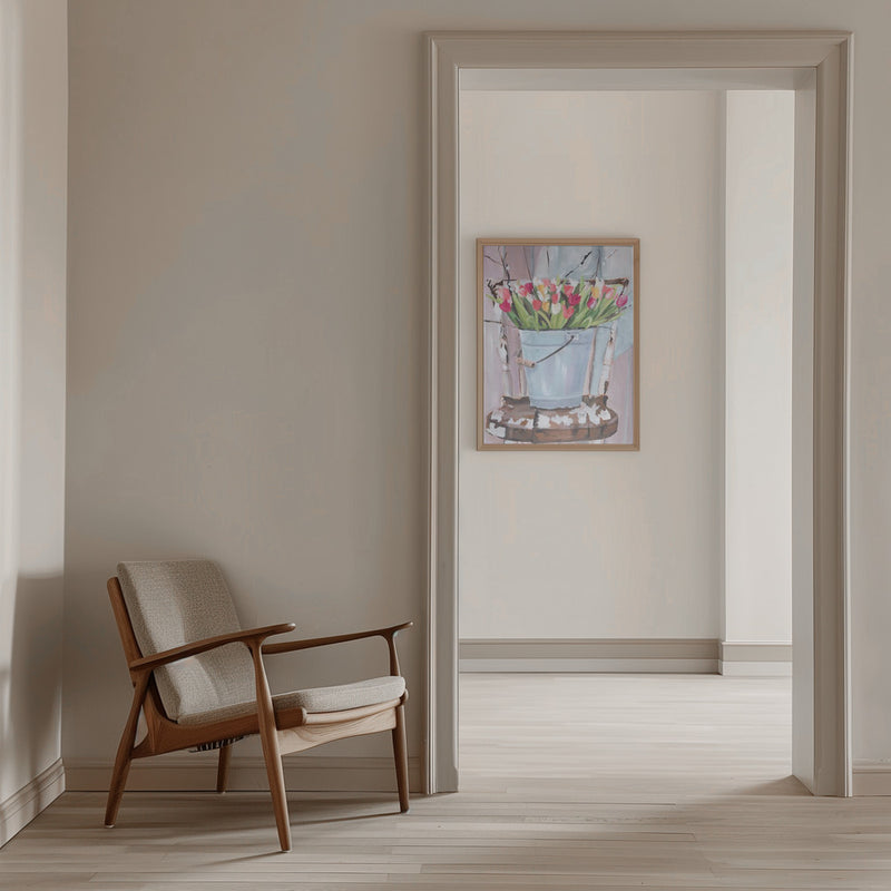 Bucket of Flowers - Stretched Canvas, Poster or Fine Art Print I Heart Wall Art