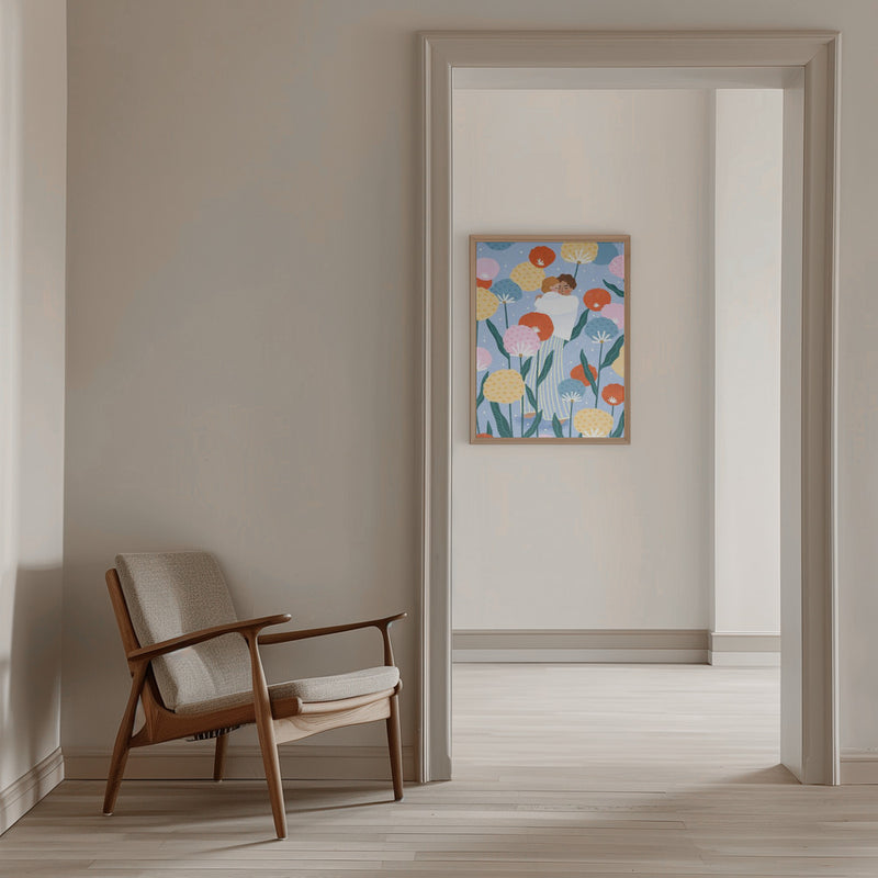 Mother and Child Amongst Flowers - Stretched Canvas, Poster or Fine Art Print I Heart Wall Art