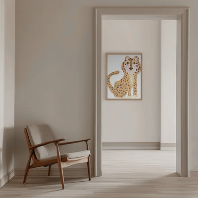 Cute Sitting Leopard - Stretched Canvas, Poster or Fine Art Print I Heart Wall Art