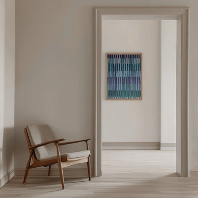 Block print geometrics stripes dark blue - Stretched Canvas, Poster or Fine Art Print I Heart Wall Art