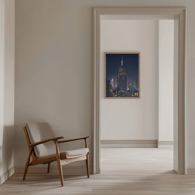 NYC Manhathan by night - Stretched Canvas, Poster or Fine Art Print I Heart Wall Art