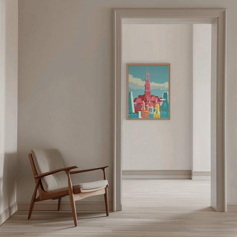 Amsterdam Westerkerk Jordaan - Stretched Canvas, Poster or Fine Art Print I Heart Wall Art