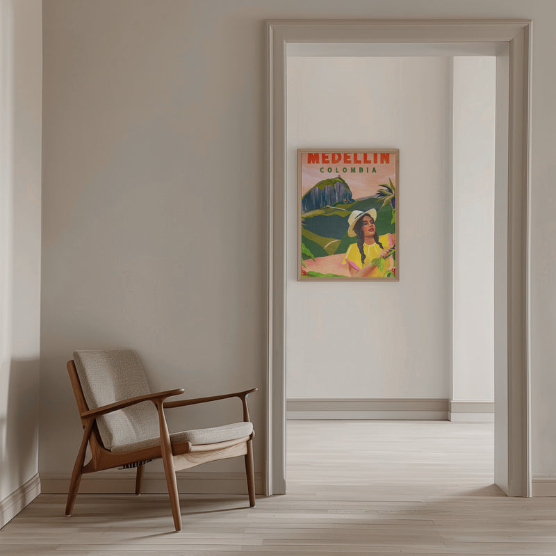 Medellin Colombia Travel Poster - Stretched Canvas, Poster or Fine Art Print I Heart Wall Art