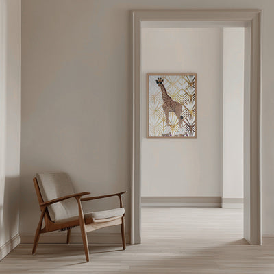 Giraffe Rollerskates Art Deco - Stretched Canvas, Poster or Fine Art Print I Heart Wall Art