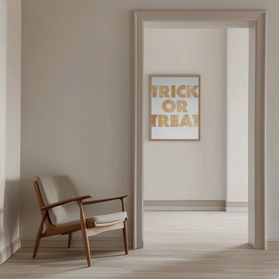 Trick or Treat GOLD typography - Stretched Canvas, Poster or Fine Art Print I Heart Wall Art