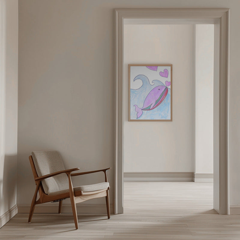 Kids whale heart love - Stretched Canvas, Poster or Fine Art Print I Heart Wall Art