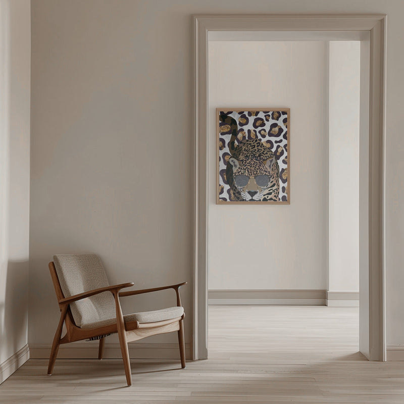 Leopard Print Jaguar Grey - Stretched Canvas, Poster or Fine Art Print I Heart Wall Art