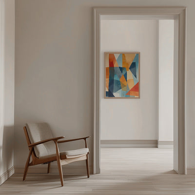 Abstract Angles of Blue and Orange - Stretched Canvas, Poster or Fine Art Print I Heart Wall Art