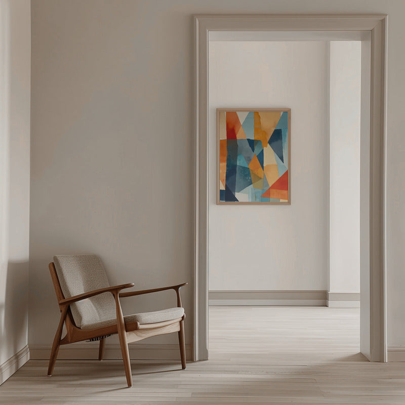 Abstract Angles of Blue and Orange - Stretched Canvas, Poster or Fine Art Print I Heart Wall Art