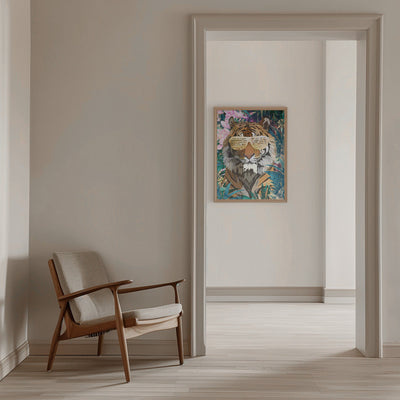 Cool Tiger Tropical Jungle - Stretched Canvas, Poster or Fine Art Print I Heart Wall Art