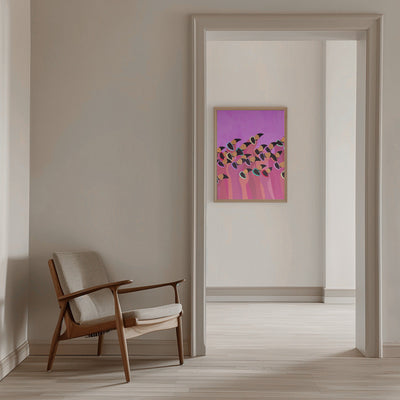 Flock flamingos pink - Stretched Canvas, Poster or Fine Art Print I Heart Wall Art