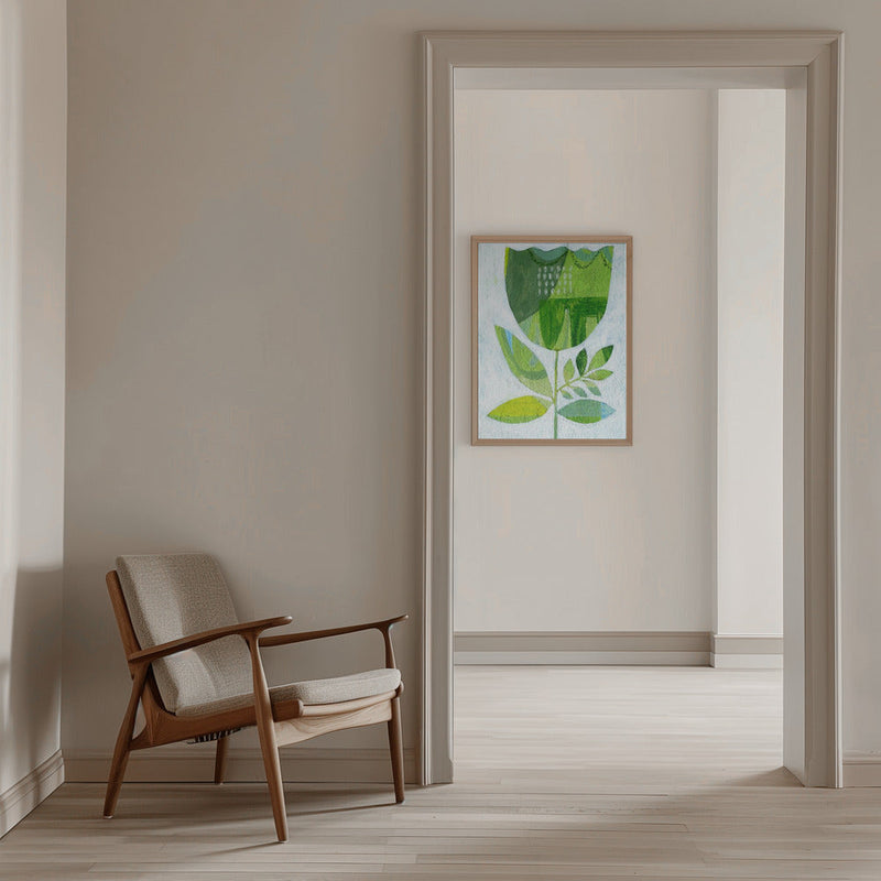 Abstract Tulip Green - Stretched Canvas, Poster or Fine Art Print I Heart Wall Art