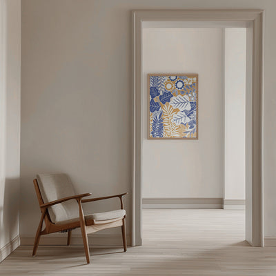 Modern Botanical  Mustard &amp; Cornflower - Stretched Canvas, Poster or Fine Art Print I Heart Wall Art