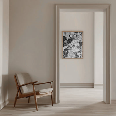 Modern Botanical Black &amp; White - Stretched Canvas, Poster or Fine Art Print I Heart Wall Art