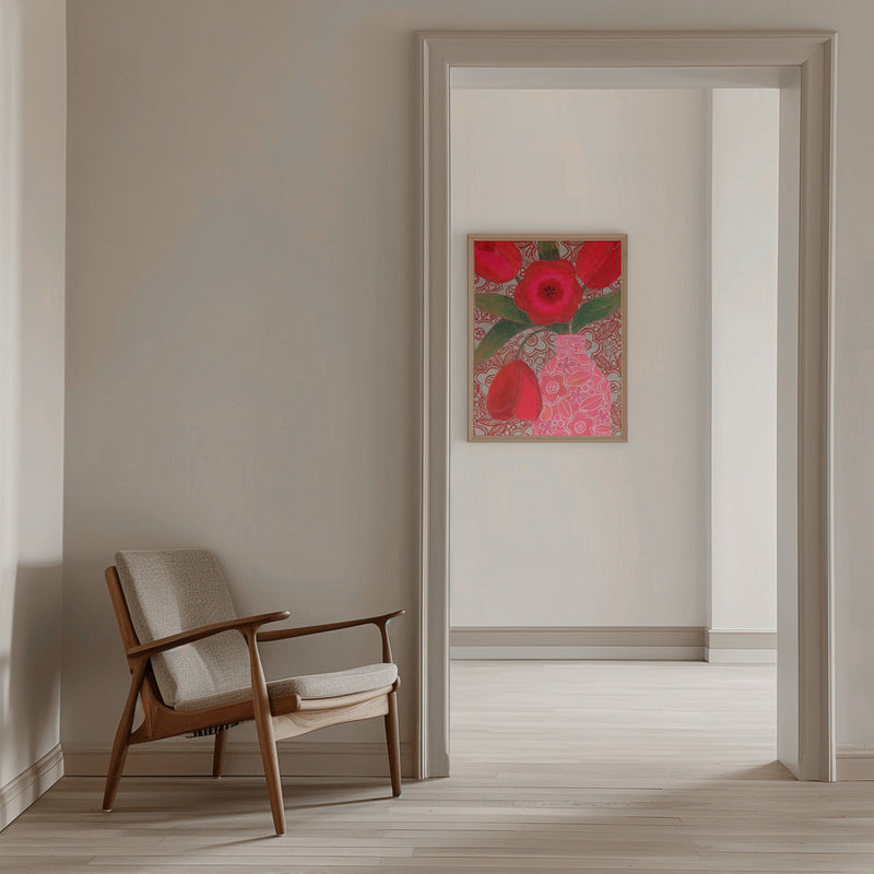 Red Tulips - Stretched Canvas, Poster or Fine Art Print I Heart Wall Art