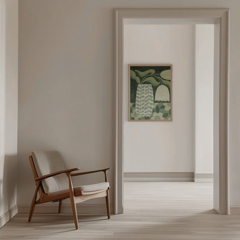 Green Tulip Still Life - Stretched Canvas, Poster or Fine Art Print I Heart Wall Art