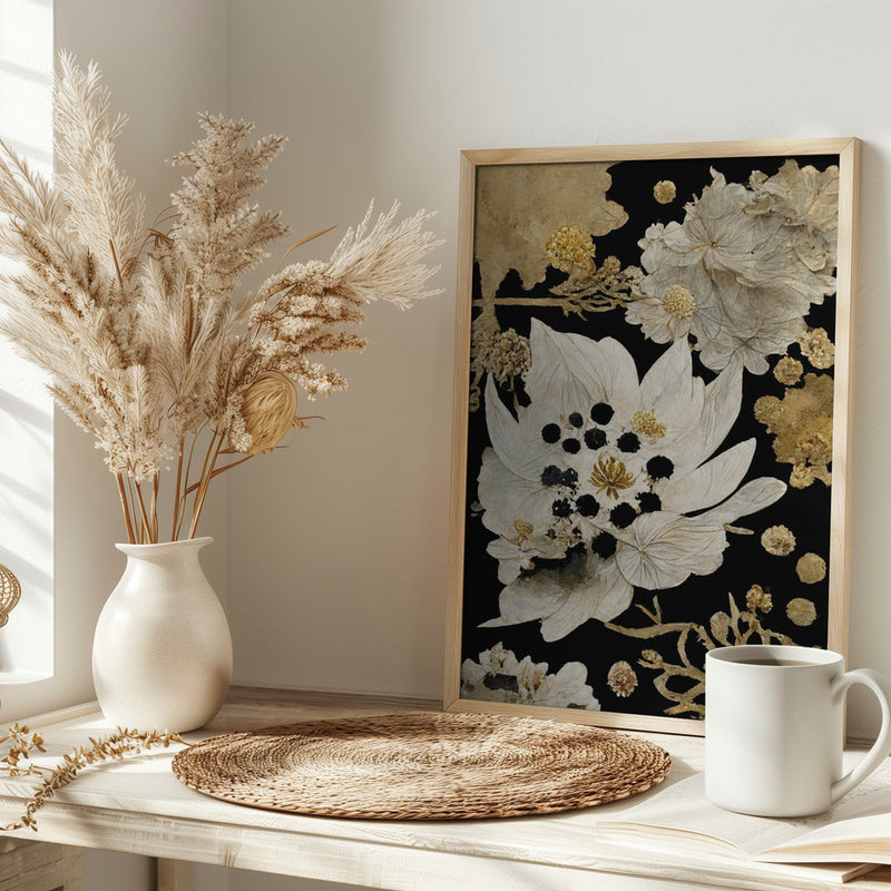 Beige Dry Flowers - Stretched Canvas, Poster or Fine Art Print I Heart Wall Art