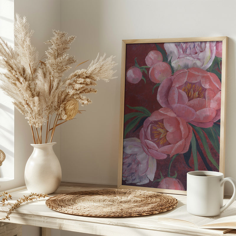 Nevaeh peonies - Stretched Canvas, Poster or Fine Art Print I Heart Wall Art