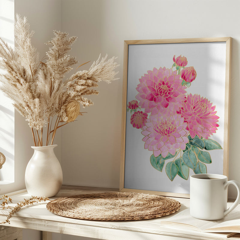 Pacey pink watercolor bouquet - Stretched Canvas, Poster or Fine Art Print I Heart Wall Art