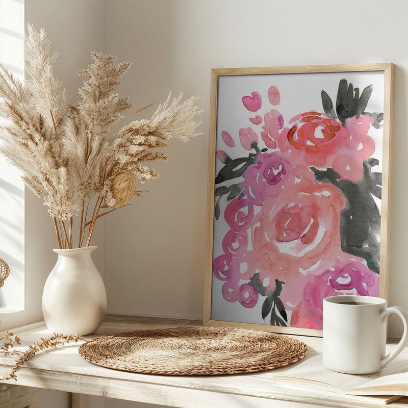 Maeko loose watercolor florals II - Stretched Canvas, Poster or Fine Art Print I Heart Wall Art