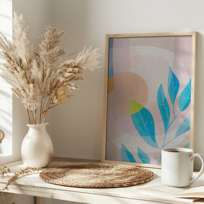 Blue Leaves - Stretched Canvas, Poster or Fine Art Print I Heart Wall Art