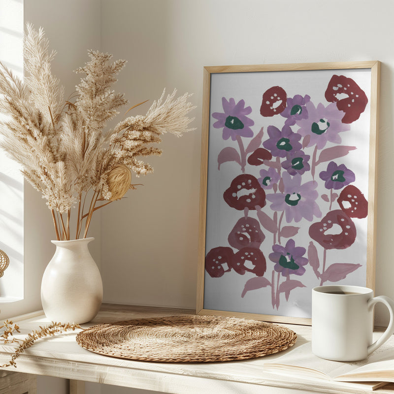 Purple Flowerbed - Stretched Canvas, Poster or Fine Art Print I Heart Wall Art