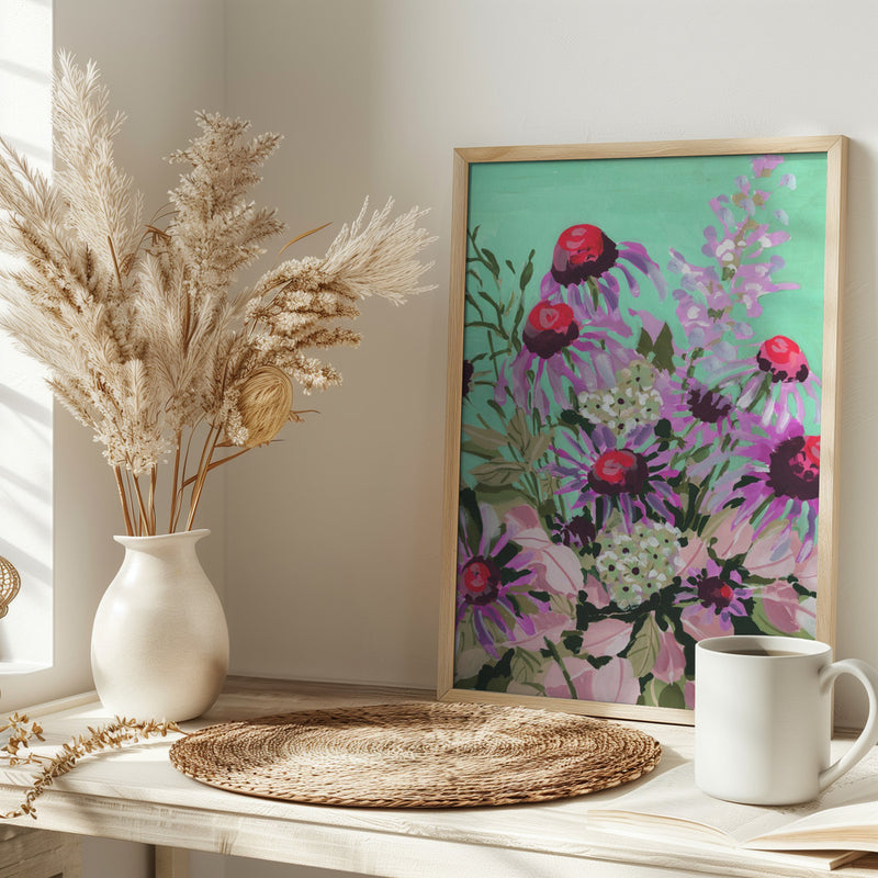 Echinacea Red And Pink - Stretched Canvas, Poster or Fine Art Print I Heart Wall Art