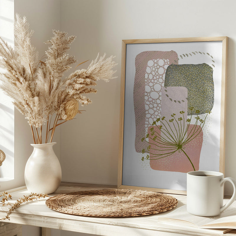 Delicate Pink and Green-2 - Stretched Canvas, Poster or Fine Art Print I Heart Wall Art