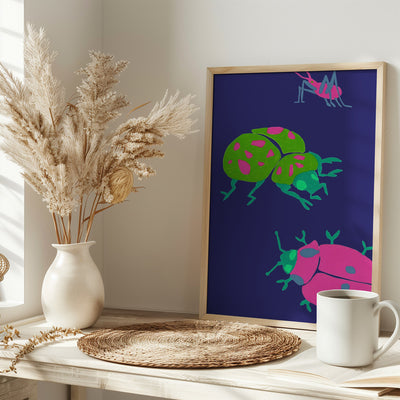 Midnight Ladybugs - Stretched Canvas, Poster or Fine Art Print I Heart Wall Art