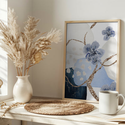 Floral Blue-3 - Stretched Canvas, Poster or Fine Art Print I Heart Wall Art