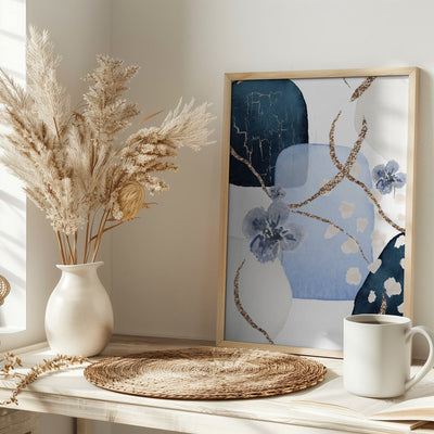 Floral Blue-2 - Stretched Canvas, Poster or Fine Art Print I Heart Wall Art