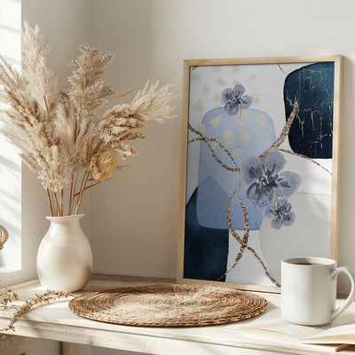 Floral Blue-1 - Stretched Canvas, Poster or Fine Art Print I Heart Wall Art