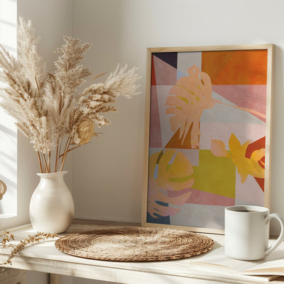 Organic Bauhaus Geometry Leaves - Stretched Canvas, Poster or Fine Art Print I Heart Wall Art