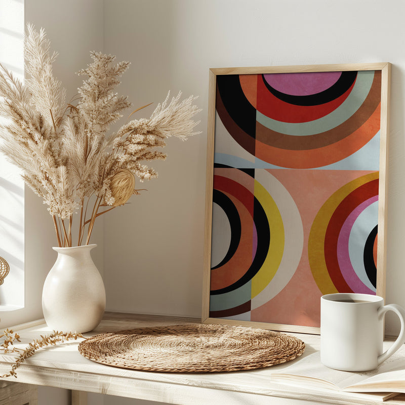 Warm Colors Bauhaus Geometry3 - Stretched Canvas, Poster or Fine Art Print I Heart Wall Art