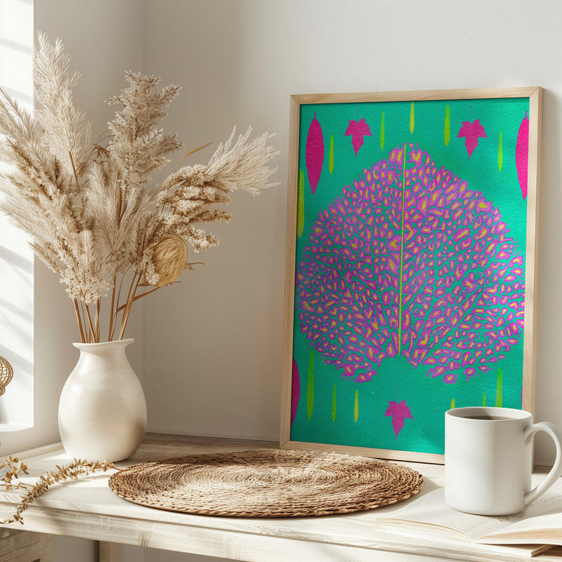 Leaves In Pink.png - Stretched Canvas, Poster or Fine Art Print I Heart Wall Art
