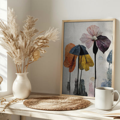 Umbrella Flowers No2 - Stretched Canvas, Poster or Fine Art Print I Heart Wall Art