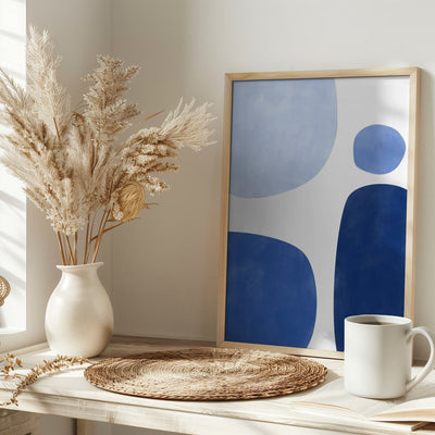 Blue Geometric Flow - Stretched Canvas, Poster or Fine Art Print I Heart Wall Art