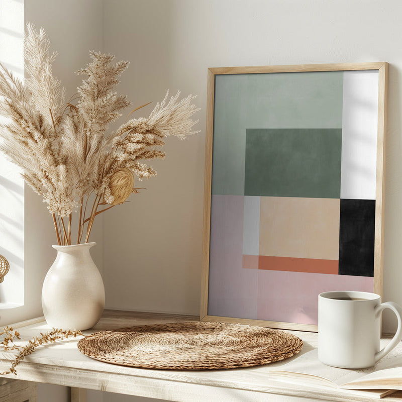 Abstract Composition With Geometric Shapes - Stretched Canvas, Poster or Fine Art Print I Heart Wall Art