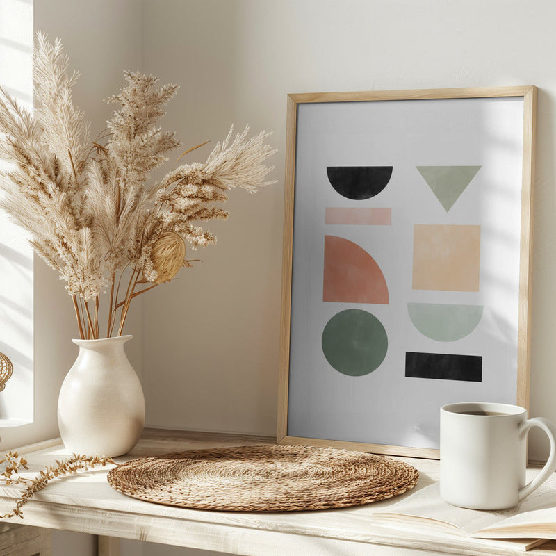 Abstract Geometric With Colorful Shapes - Stretched Canvas, Poster or Fine Art Print I Heart Wall Art