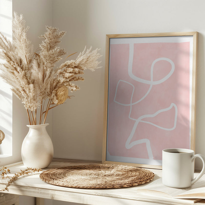 Blush Flow Lines - Stretched Canvas, Poster or Fine Art Print I Heart Wall Art