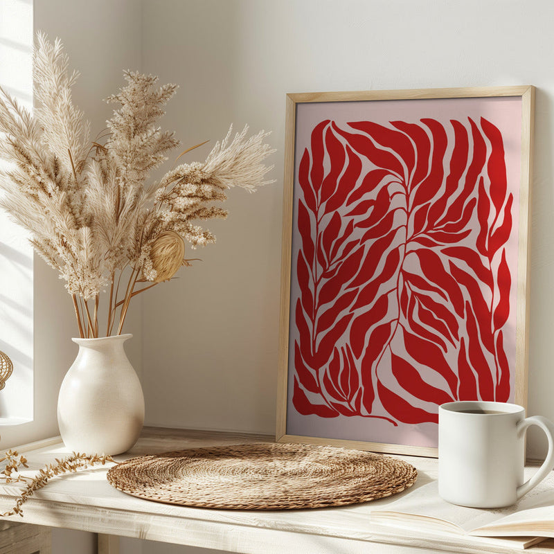 Red Leaf Harmony - Stretched Canvas, Poster or Fine Art Print I Heart Wall Art