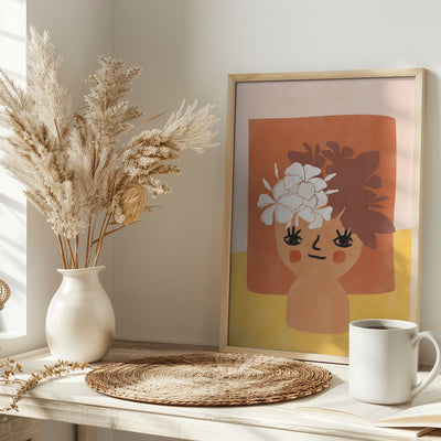 Floral Whimsy Face - Stretched Canvas, Poster or Fine Art Print I Heart Wall Art