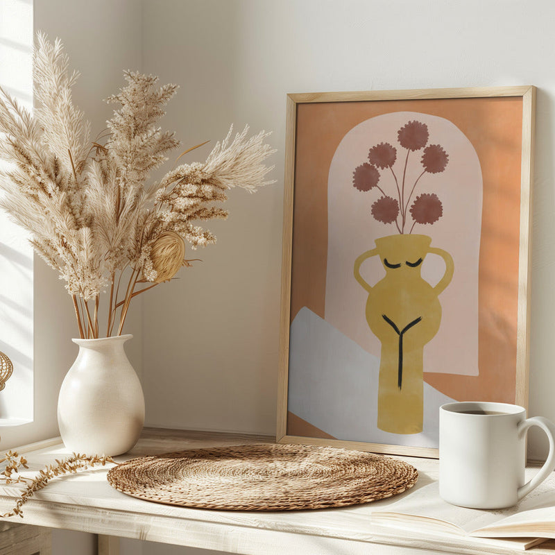 Stylized Vase Resembling A Female Form - Stretched Canvas, Poster or Fine Art Print I Heart Wall Art