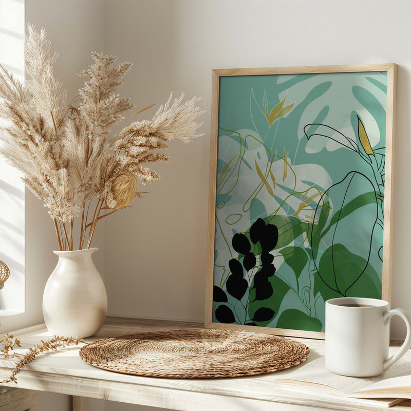 Leaves Line Boho2 - Stretched Canvas, Poster or Fine Art Print I Heart Wall Art