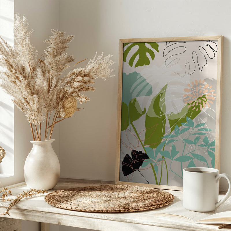 Leaves Line Boho3 Kopie - Stretched Canvas, Poster or Fine Art Print I Heart Wall Art