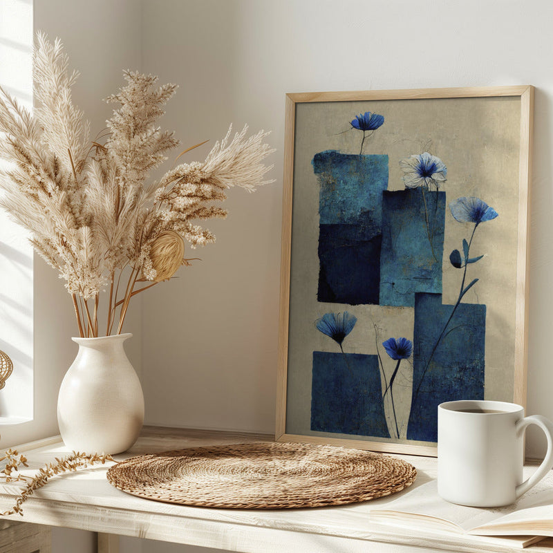 Blocks And Flowers - Stretched Canvas, Poster or Fine Art Print I Heart Wall Art