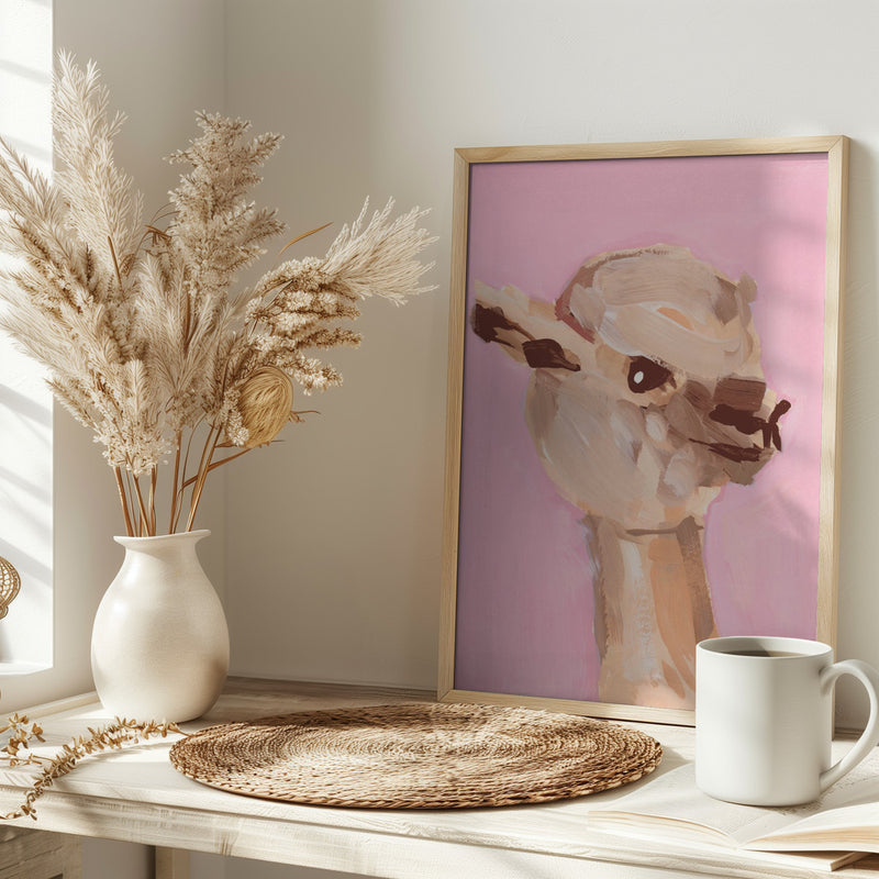 Pastel Pink Alpaca - Stretched Canvas, Poster or Fine Art Print I Heart Wall Art