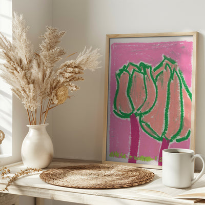 Pink Tulips - Stretched Canvas, Poster or Fine Art Print I Heart Wall Art